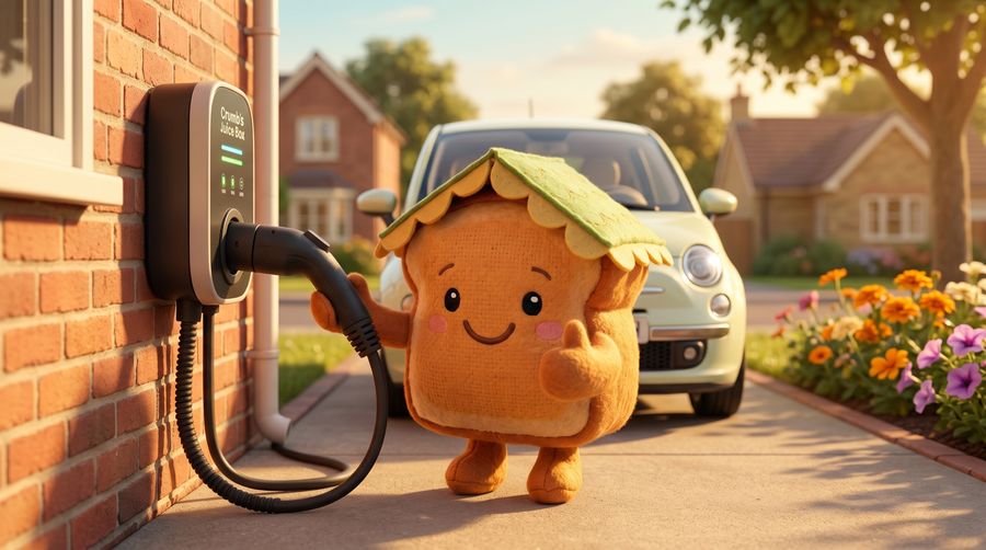The Toastie mascot plugging in a home EV charger